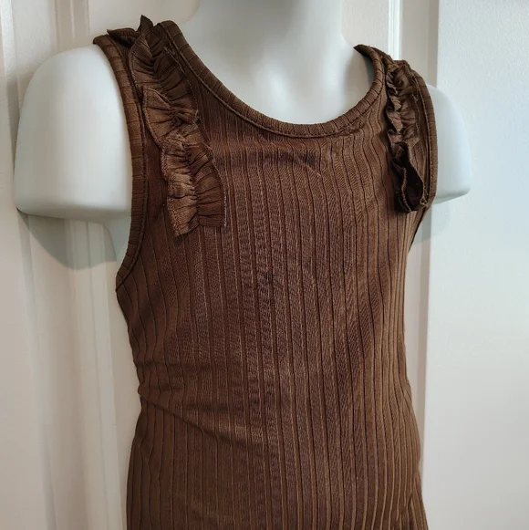 Brown Ruffle Tank Top - Picture 4 of 4
